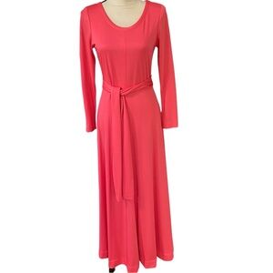 Vintage Najila  Womens Coral Long Sleeve Maxi Dress